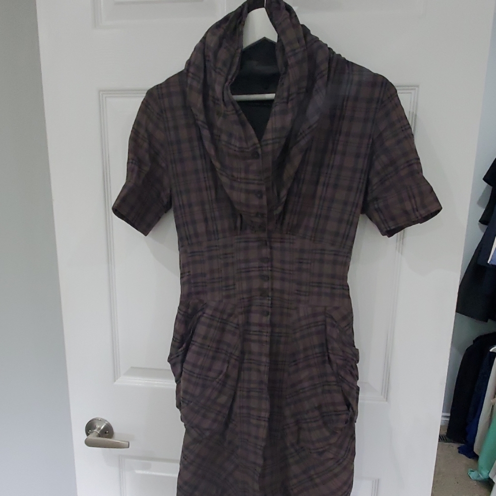 Allsaints Brand Hunter Green and black dress
